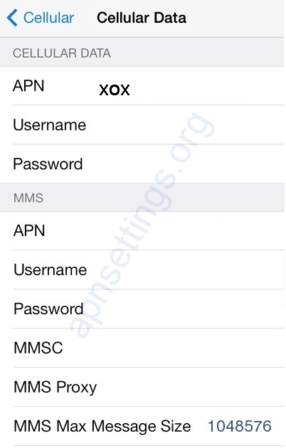 XOX APN Settings for iPhone