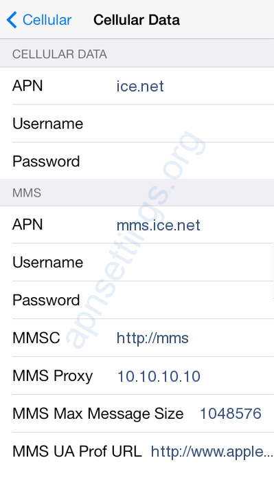 Ice.net Internett og MMS oppsett på iPhone