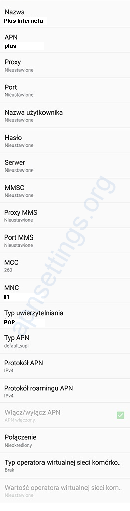 Konfiguracja internetu i MMS Plus dla Xperia E M Xa, Z1, Z3 C5