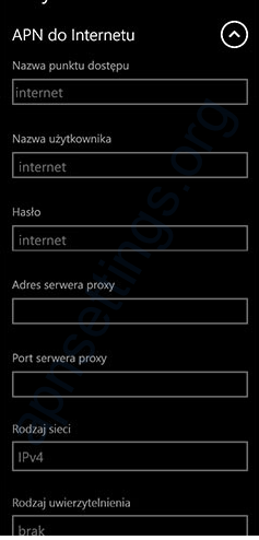 Konfiguracja internetu w Windows Phone