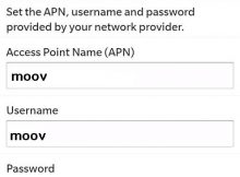 Moov Blackberry APN benin