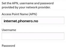 Phonero APN Innstillinger på Blackberry
