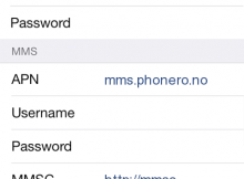Phonero Internett mms oppsett på iphone