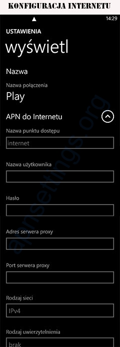Ustawienia LTE APN w Windows Phone