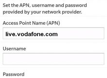 Vodafone NL APN Instellingen Blackberry