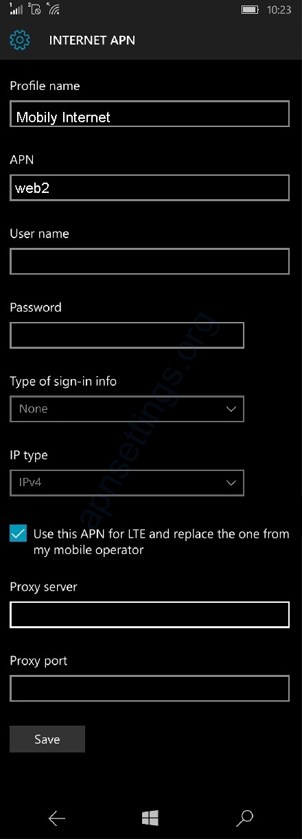 Windows Phone APN Settings for Mobily