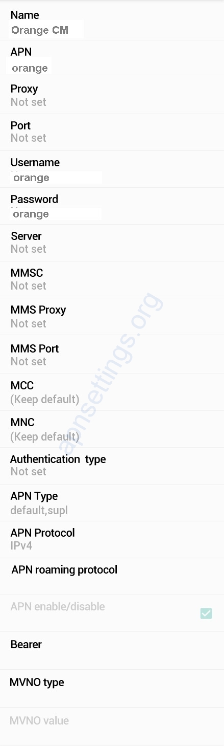 Orange Cameroon Internet Settings for Android
