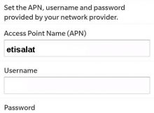 Etisalat Egypt APN Settings for Blackberry