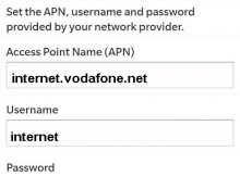 Vodafone Egypt Blackberry APN Settings