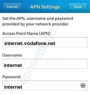 Vodafone Egypt Blackberry APN Settings