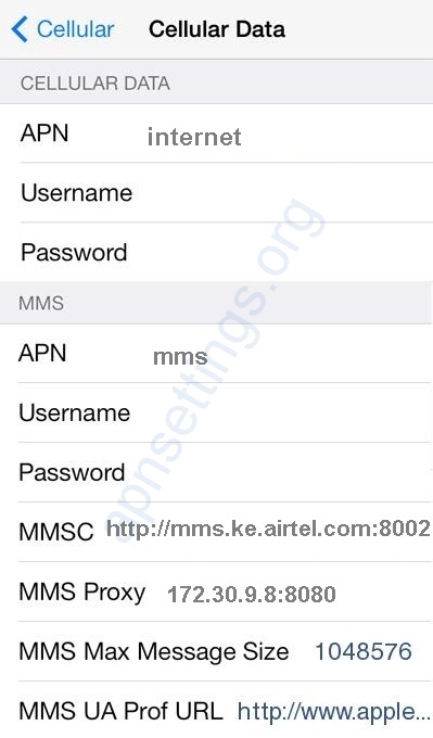 Airtel Kenya APN Settings for iPhone