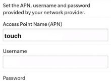 MTC Touch APN settings for blackberry
