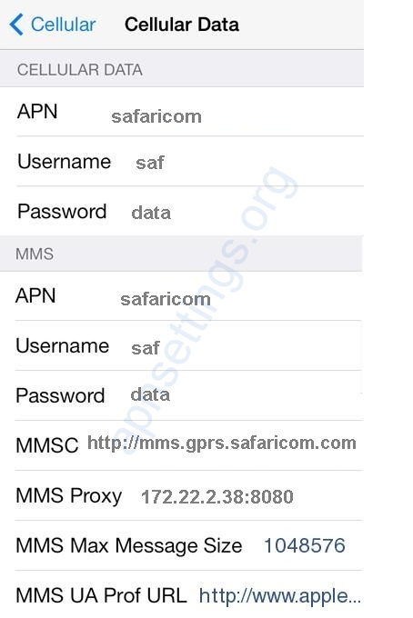 Safaricom APN Settings for iPhone iPad