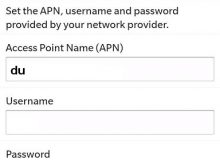 Du APN Settings for Blackberry UAE