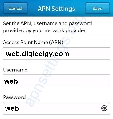 Digicel Guyana Blackberry APN Settings