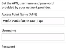 Vodafone Qatar Blackberry APN Settings